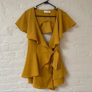 Yellow wrap romper